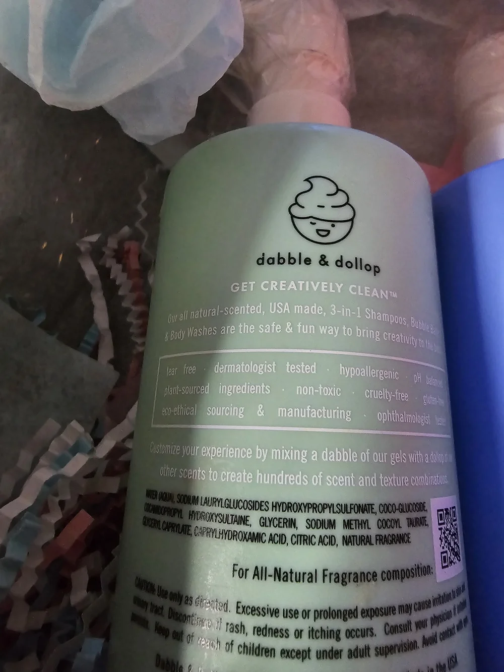 Dabble & Dollop All Natural Kids 3-in-1 Bath Set (Honeydew & Blueberry)